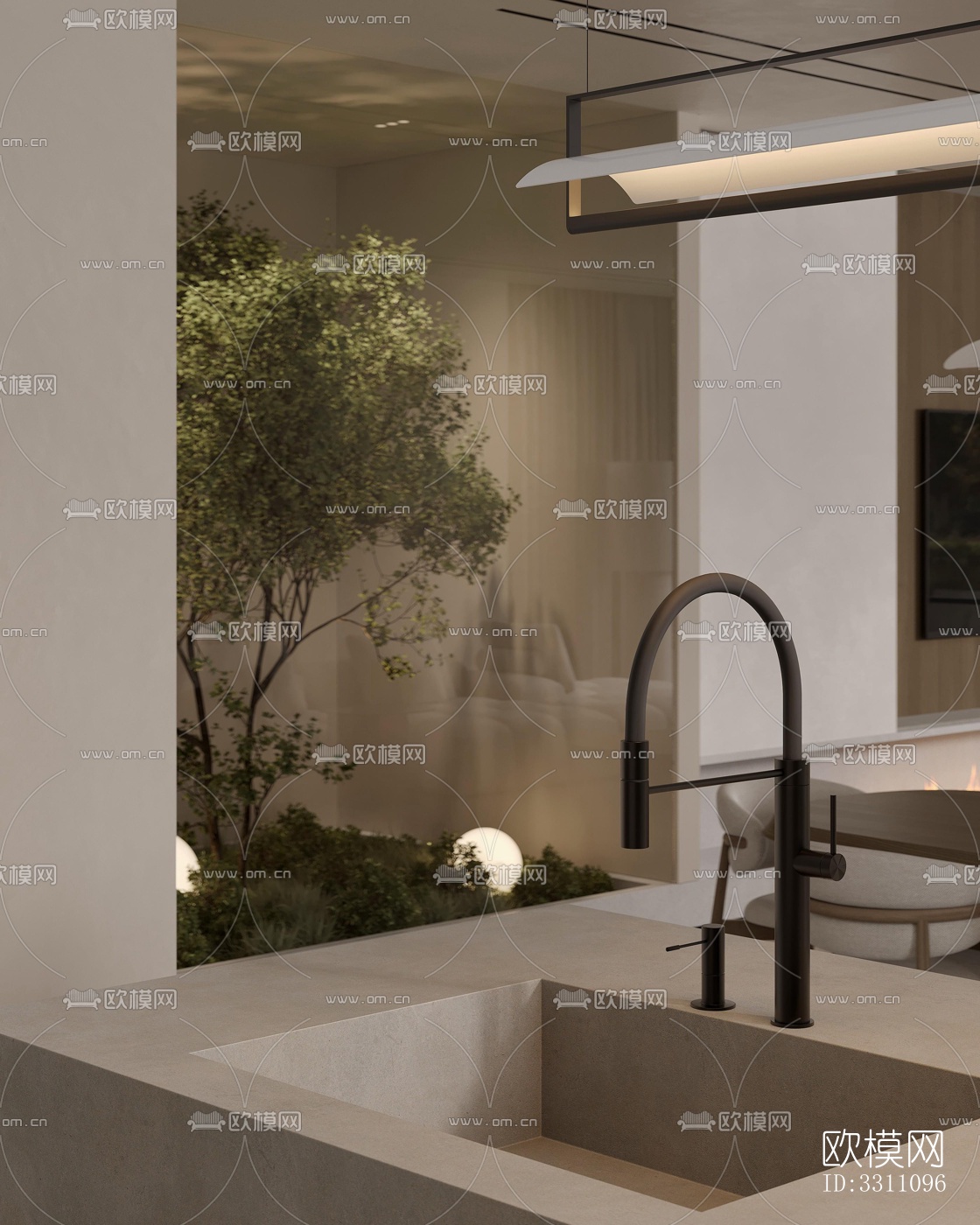 现代客餐厅效果图下载（渲染图9）