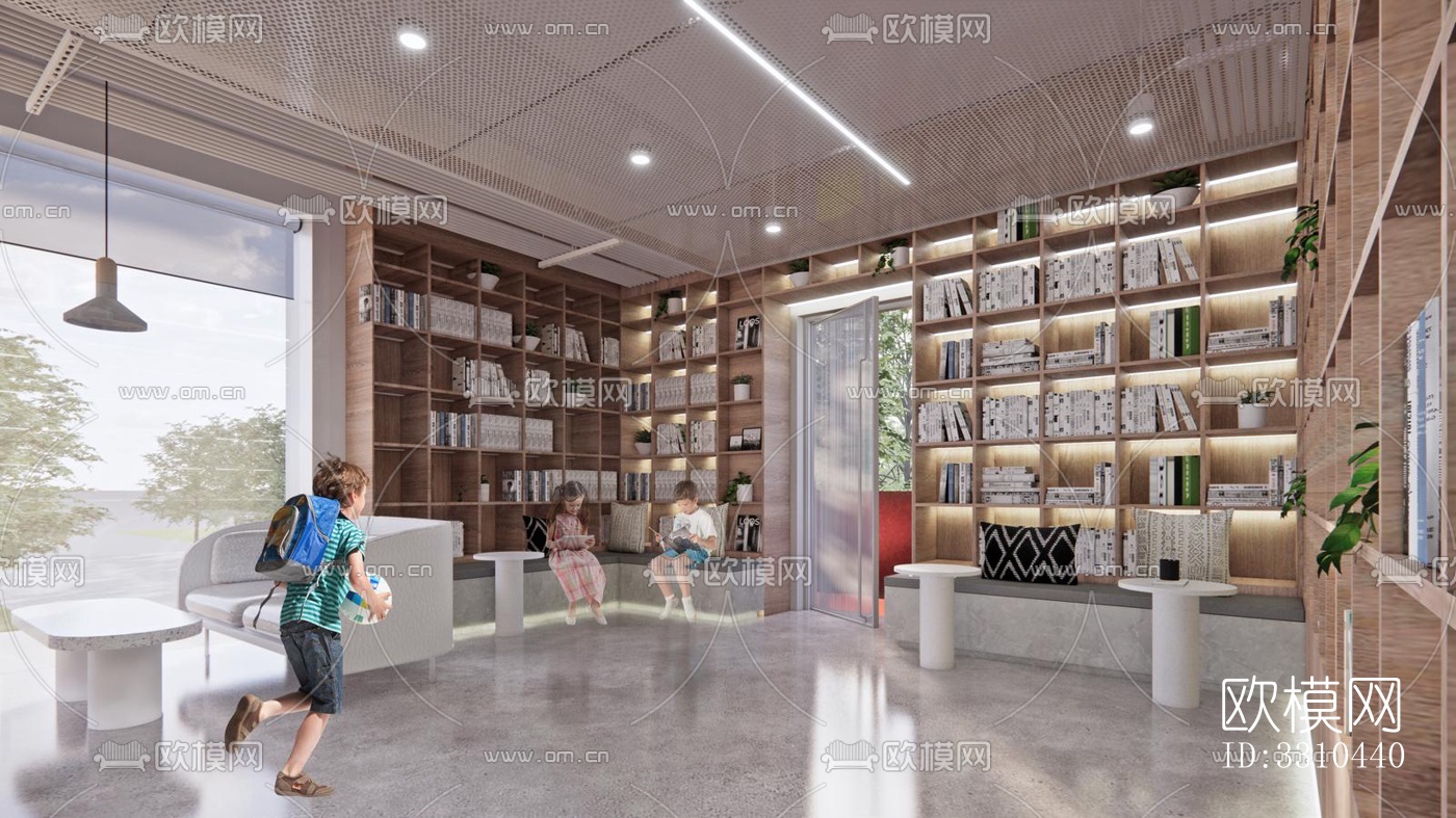 现代图书馆效果图下载（渲染图2）
