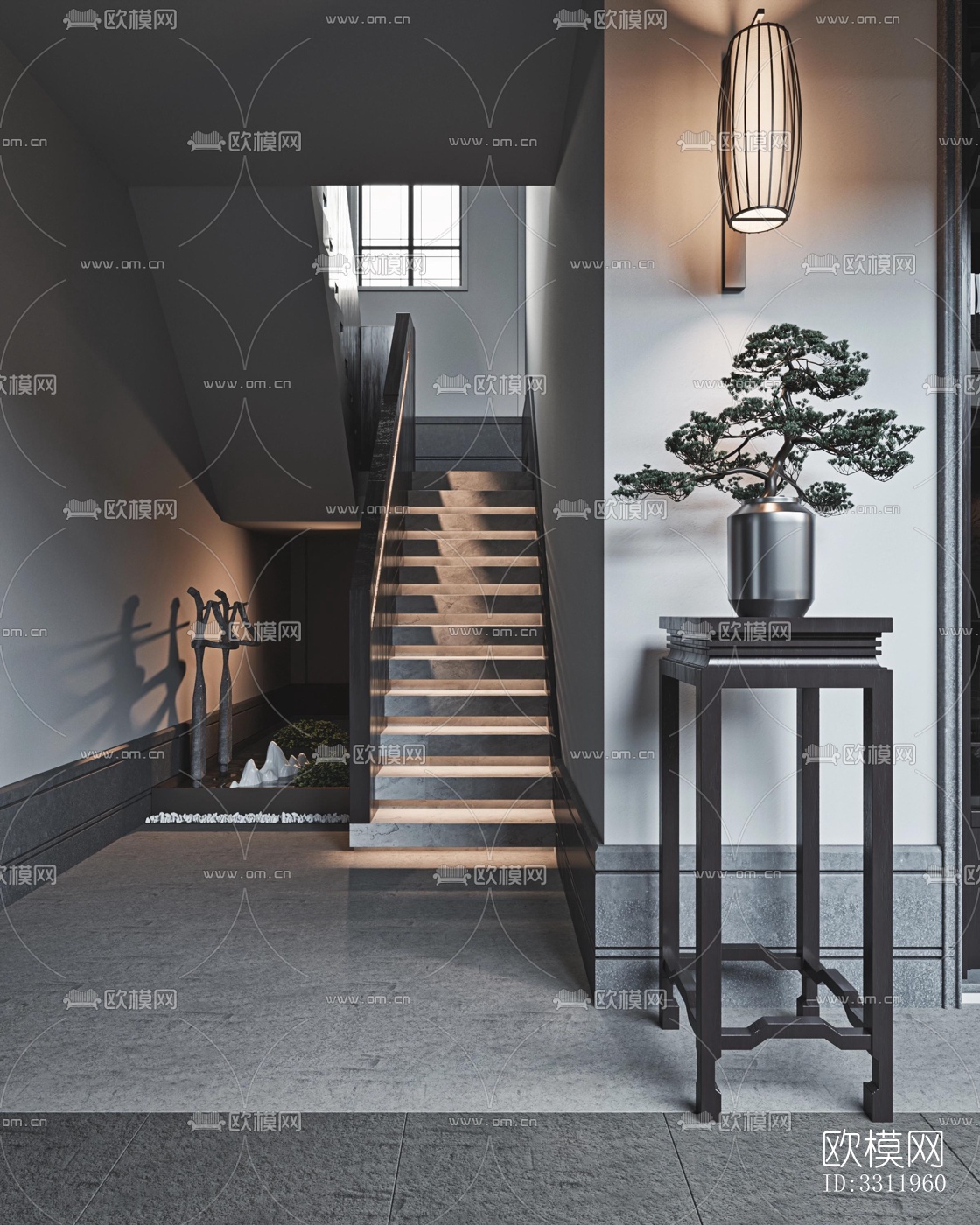 新中式阳台花园效果图下载（渲染图8）