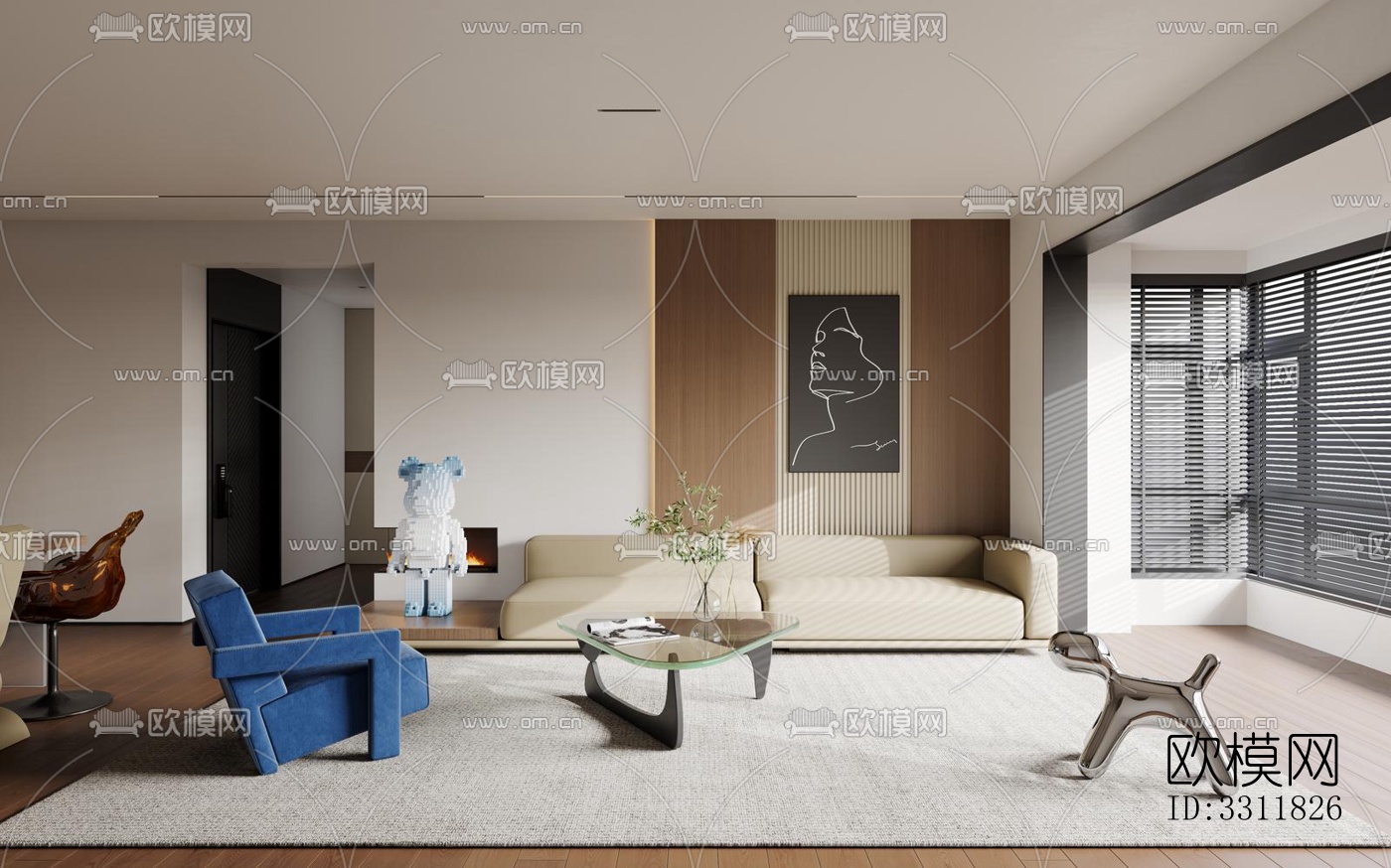 现代客餐厅效果图下载（渲染图5）