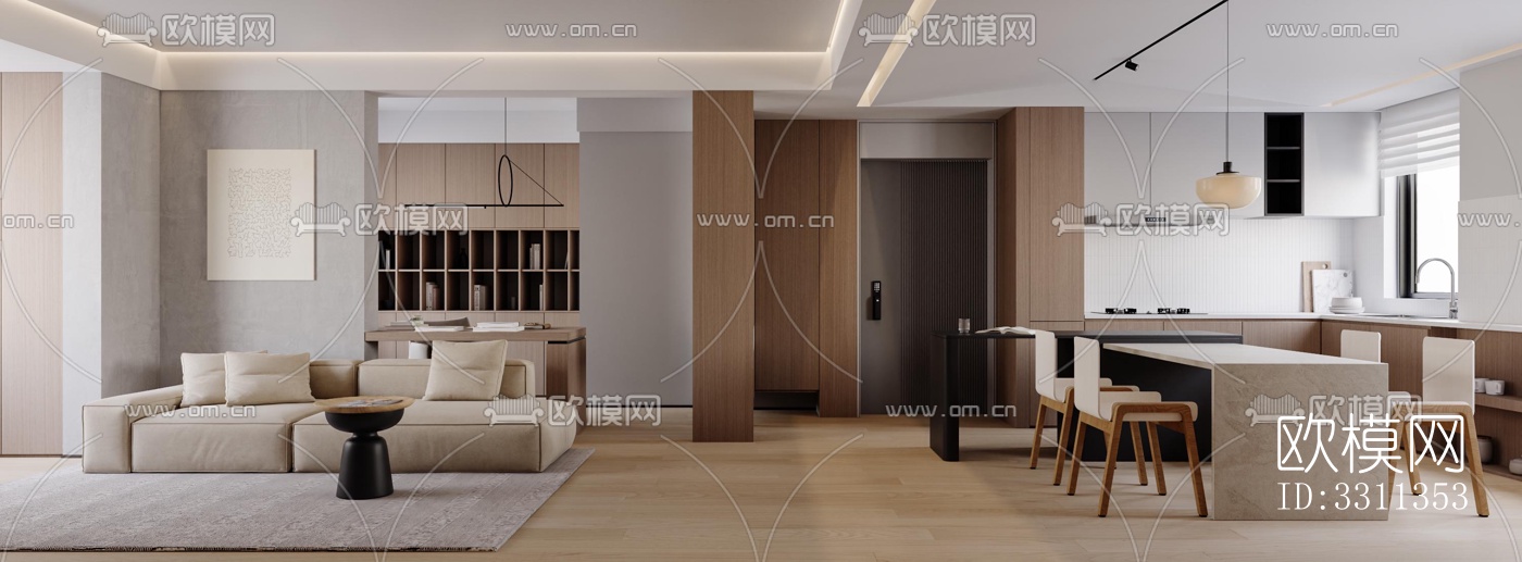 现代客餐厅效果图下载（渲染图10）