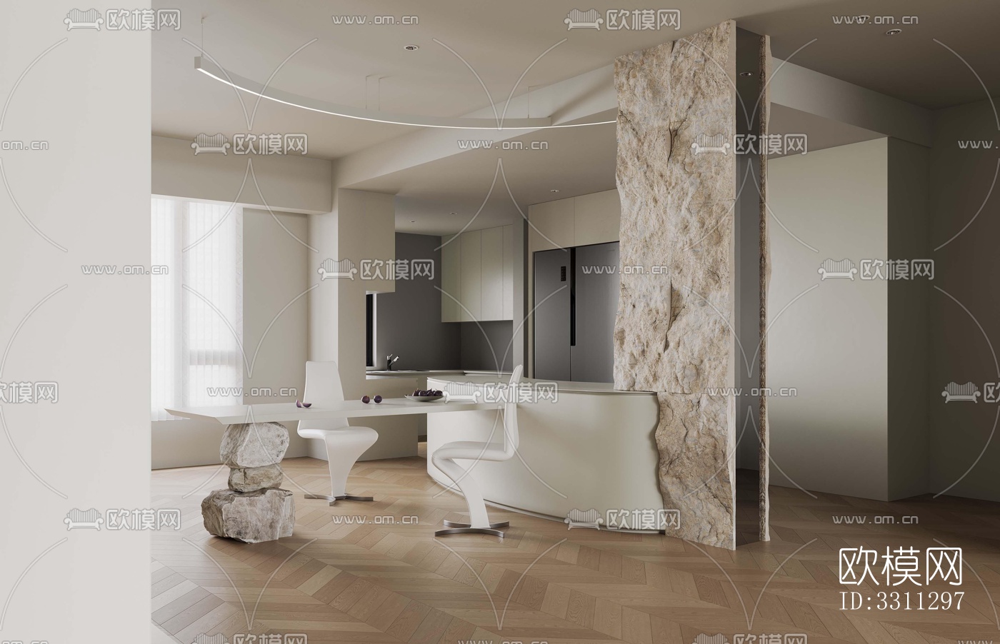 现代客餐厅效果图下载（渲染图3）