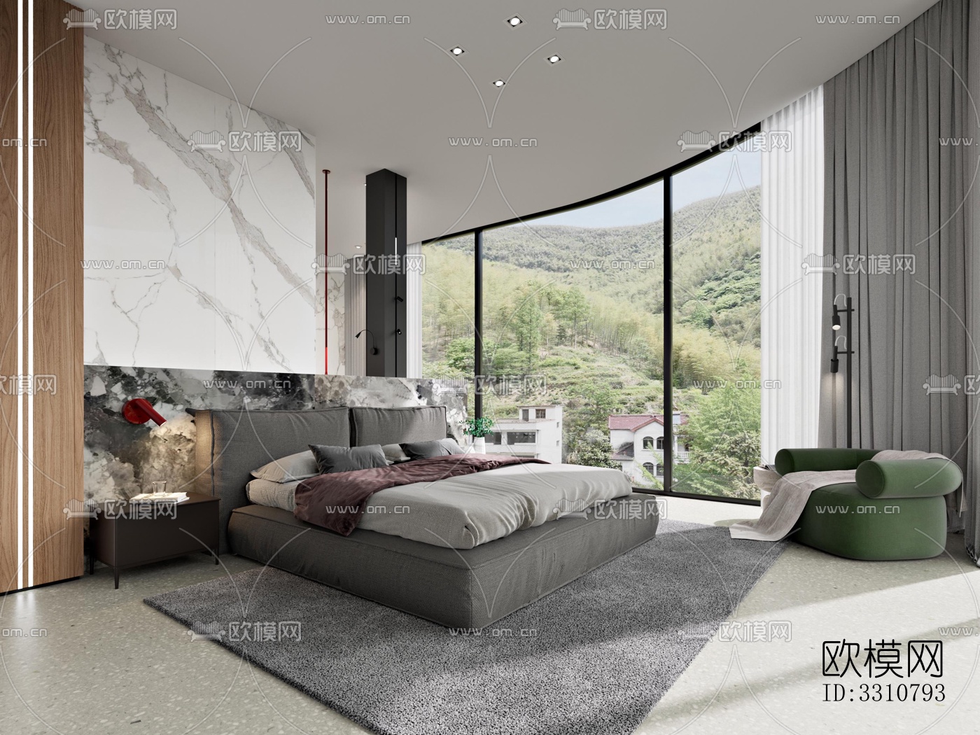现代卧室效果图下载（渲染图2）