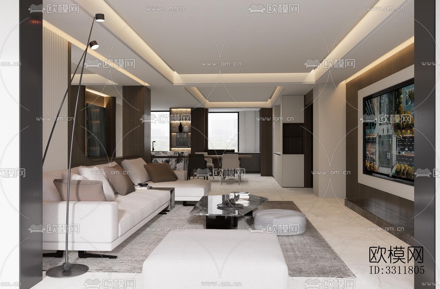 现代客餐厅效果图下载（渲染图6）