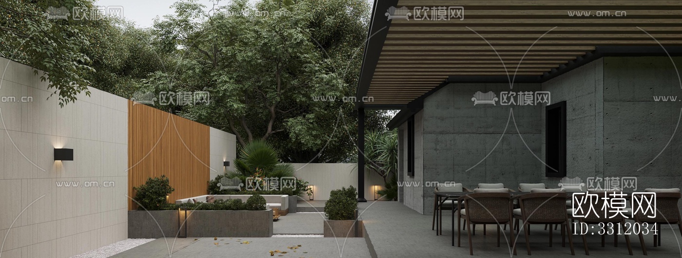 现代阳台花园效果图下载（渲染图2）