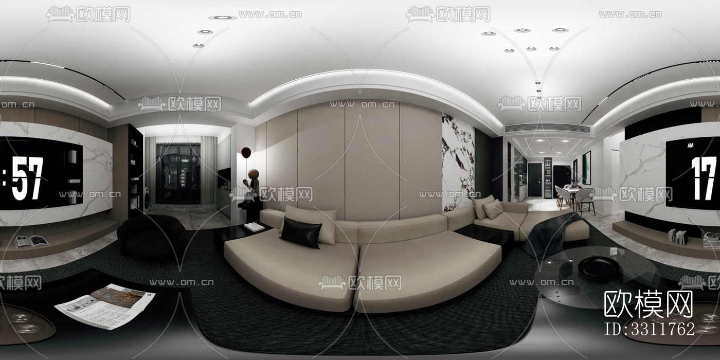 现代客餐厅效果图下载（渲染图2）