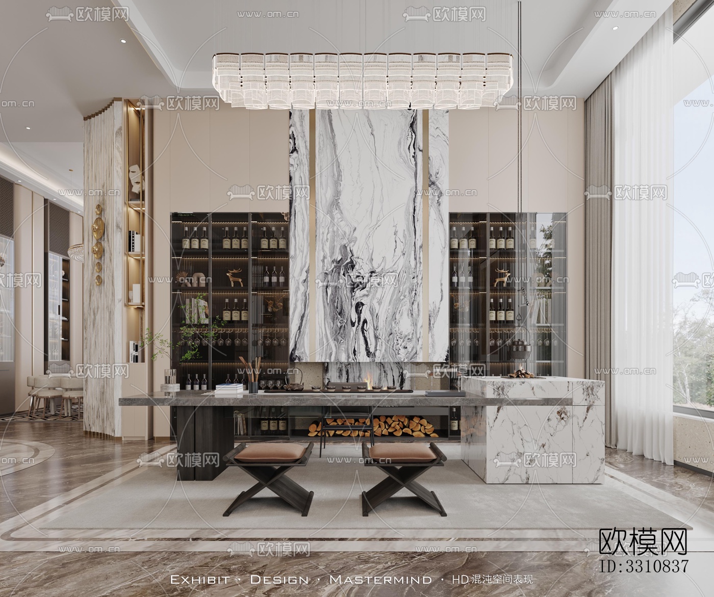 现代客餐厅效果图下载（渲染图6）