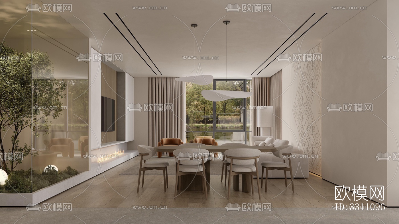 现代客餐厅效果图下载（渲染图6）