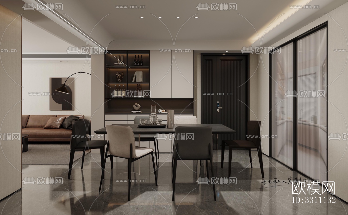 现代客餐厅效果图下载（渲染图4）