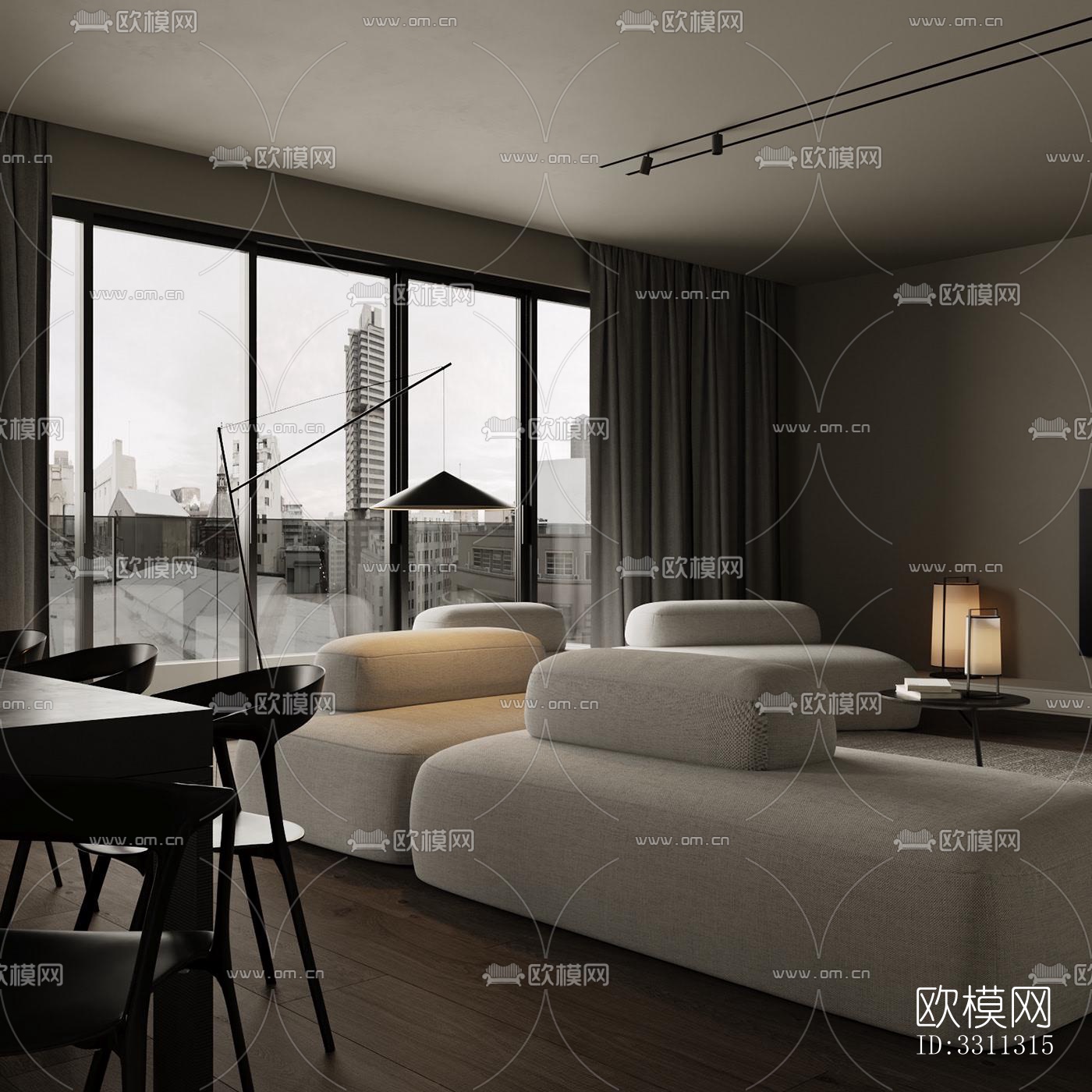 现代客餐厅效果图下载（渲染图9）