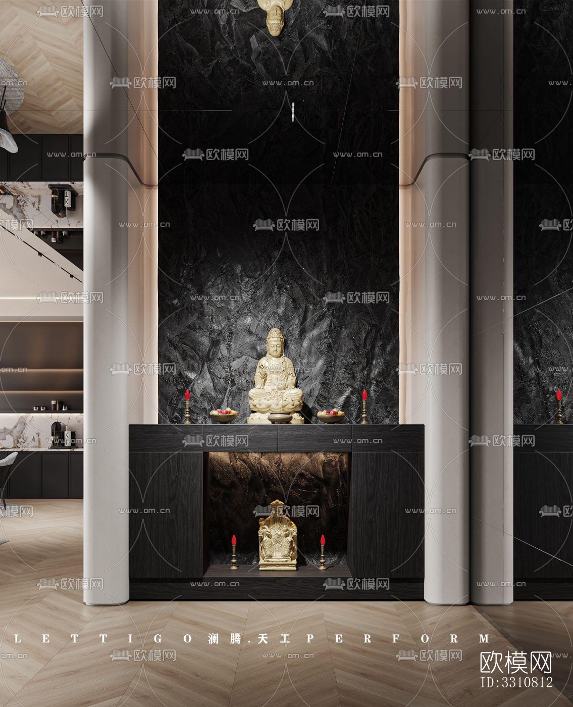 现代客餐厅效果图下载（渲染图6）