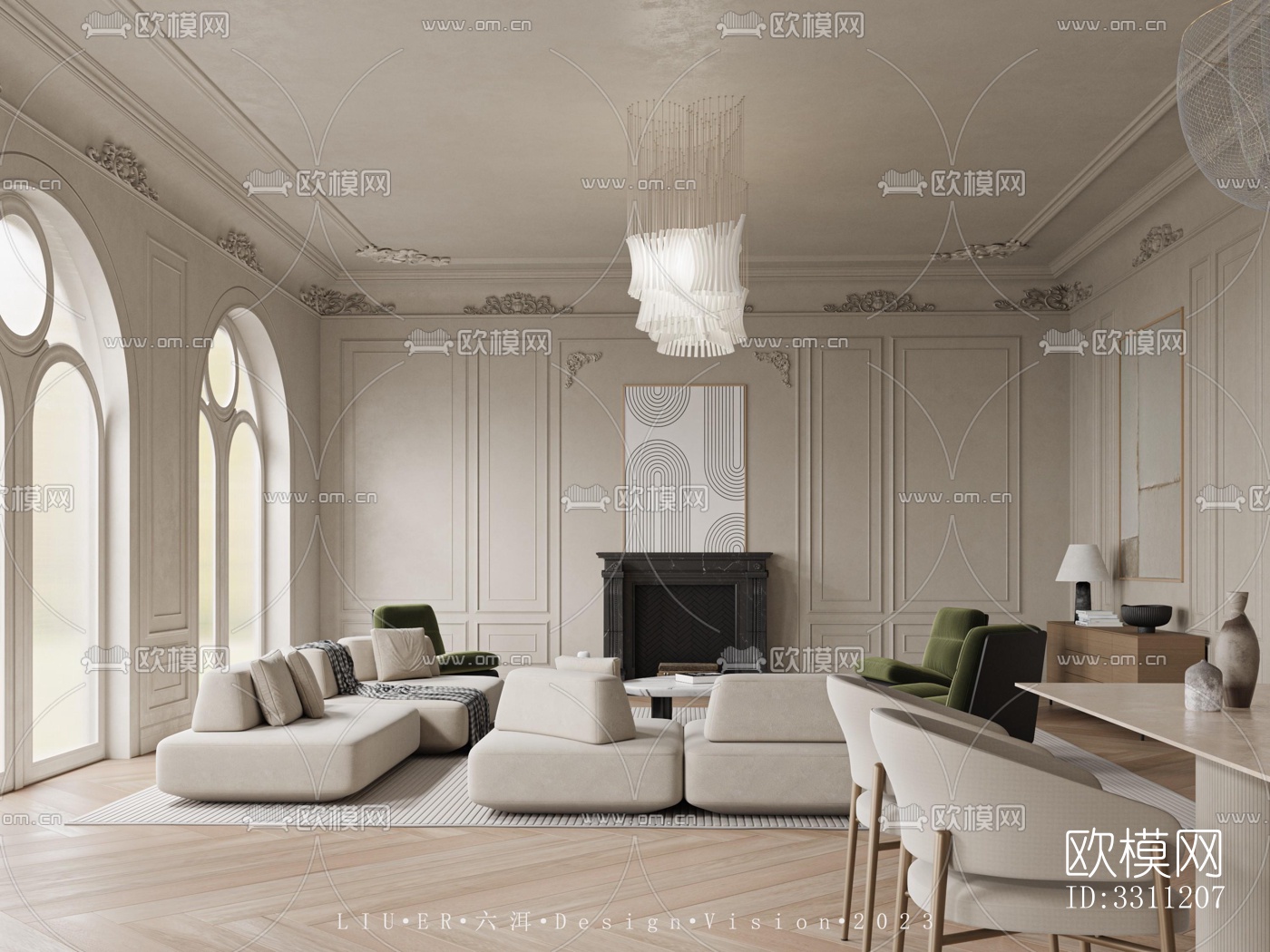 现代客餐厅效果图下载（渲染图5）