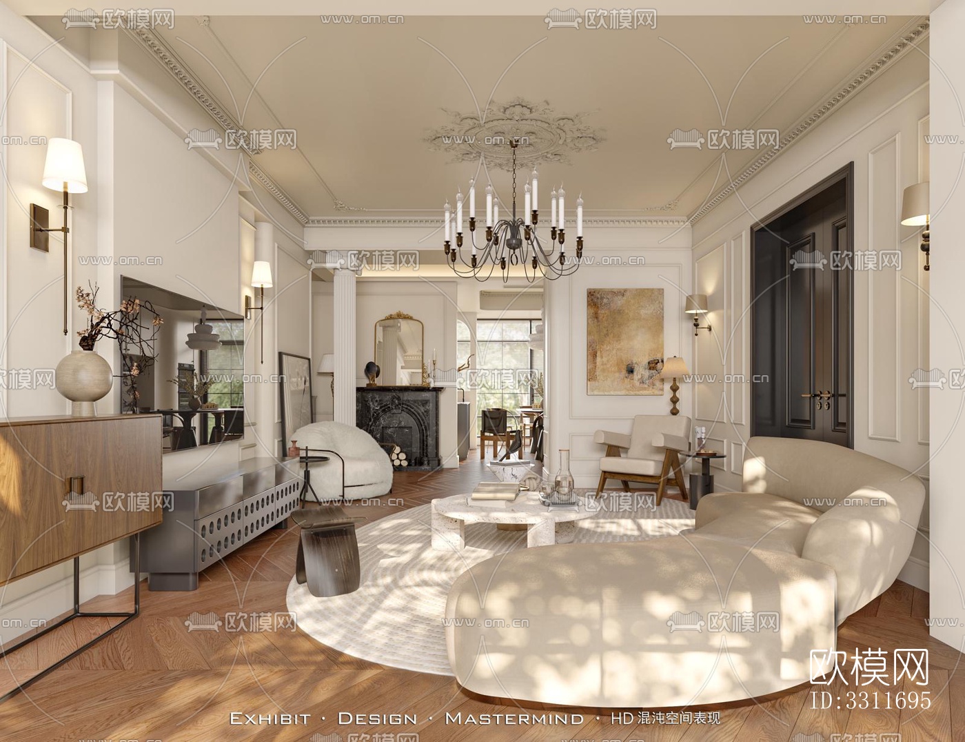 现代客餐厅效果图下载（渲染图3）