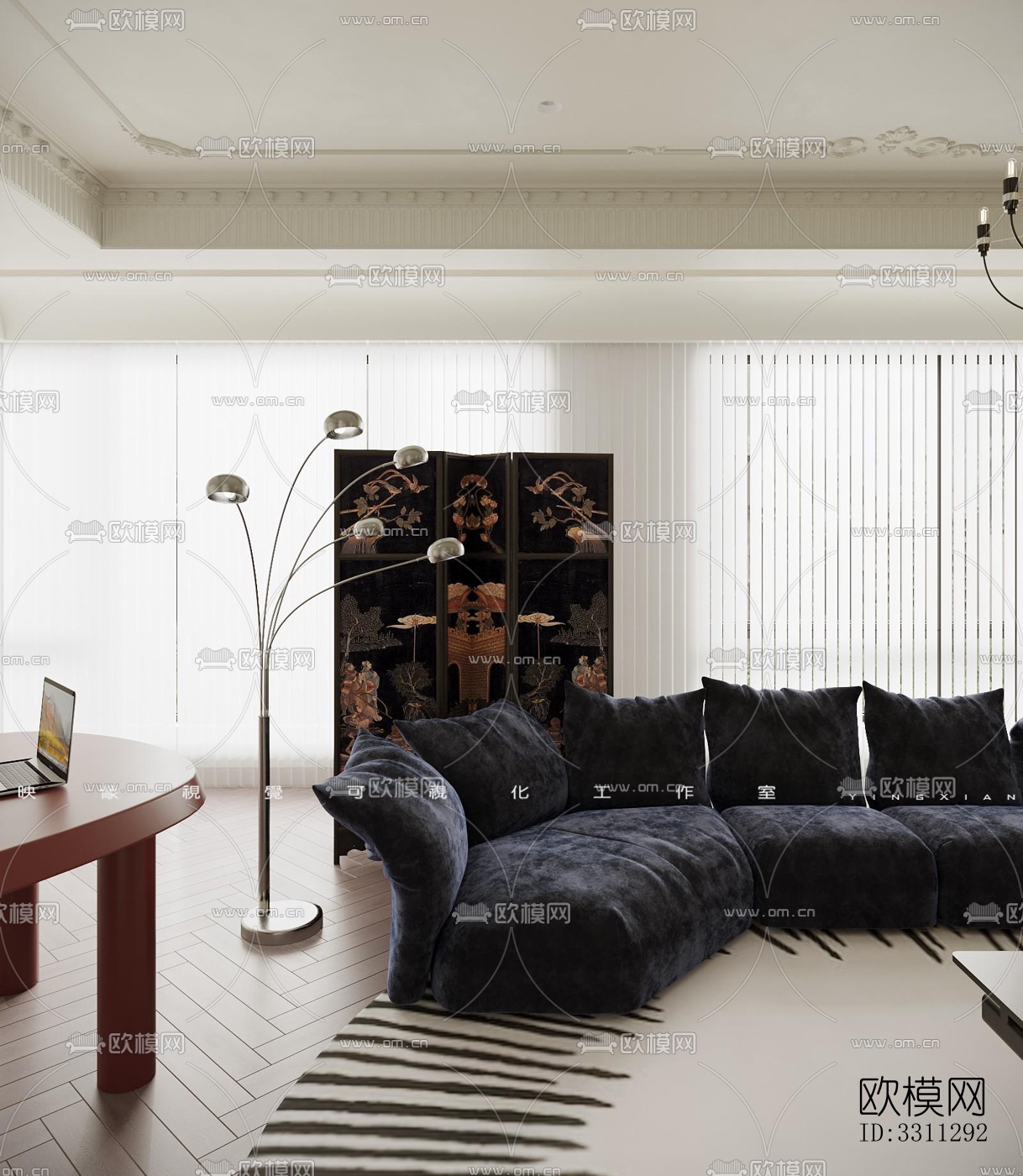 现代客餐厅效果图下载（渲染图3）