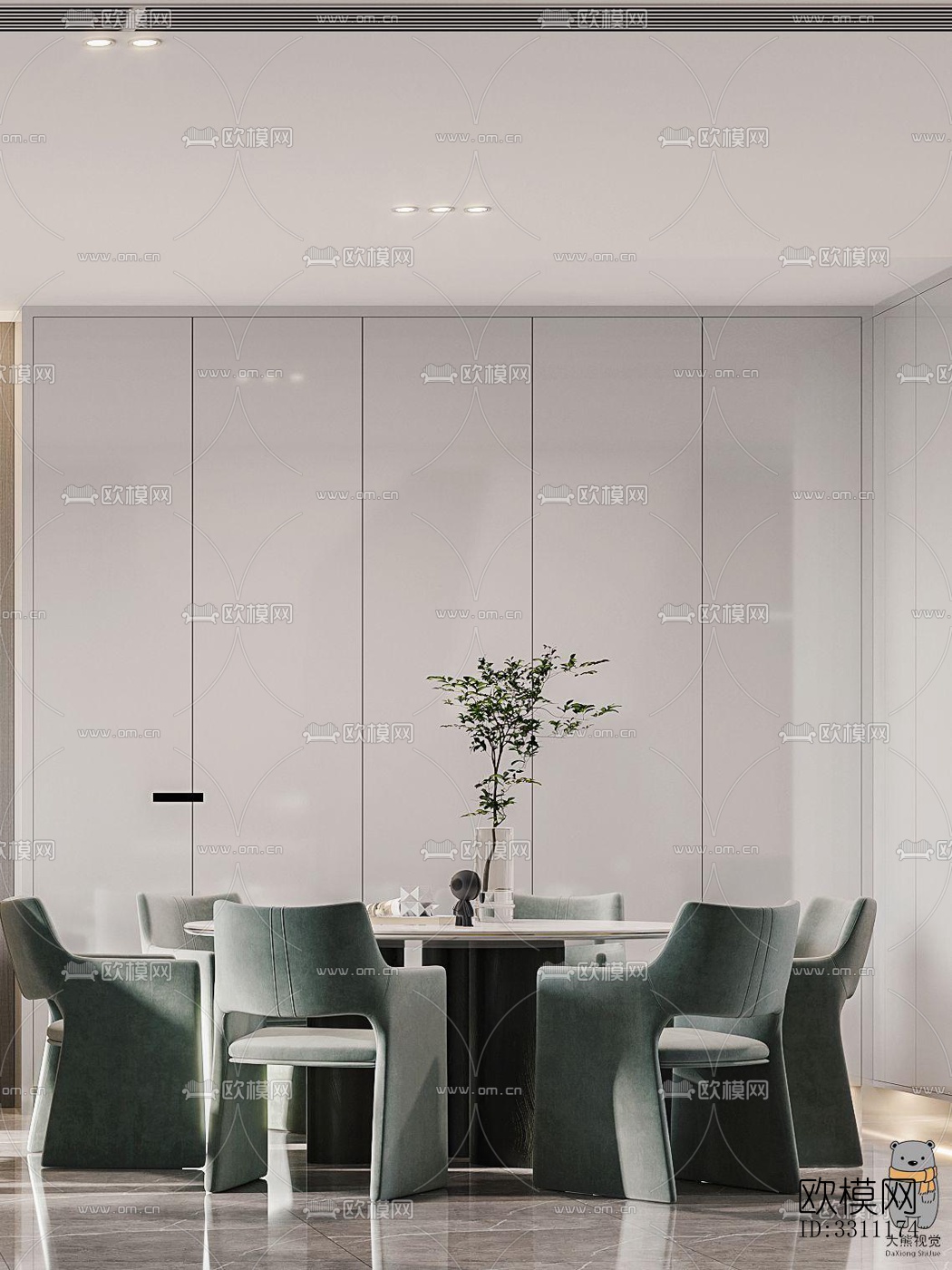 现代客餐厅效果图下载（渲染图1）