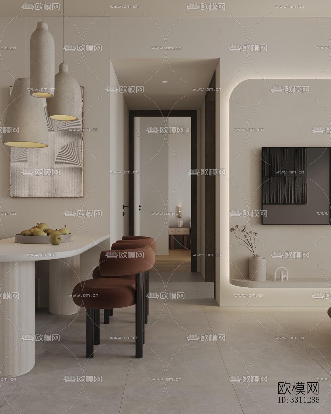 现代客餐厅效果图下载（渲染图10）