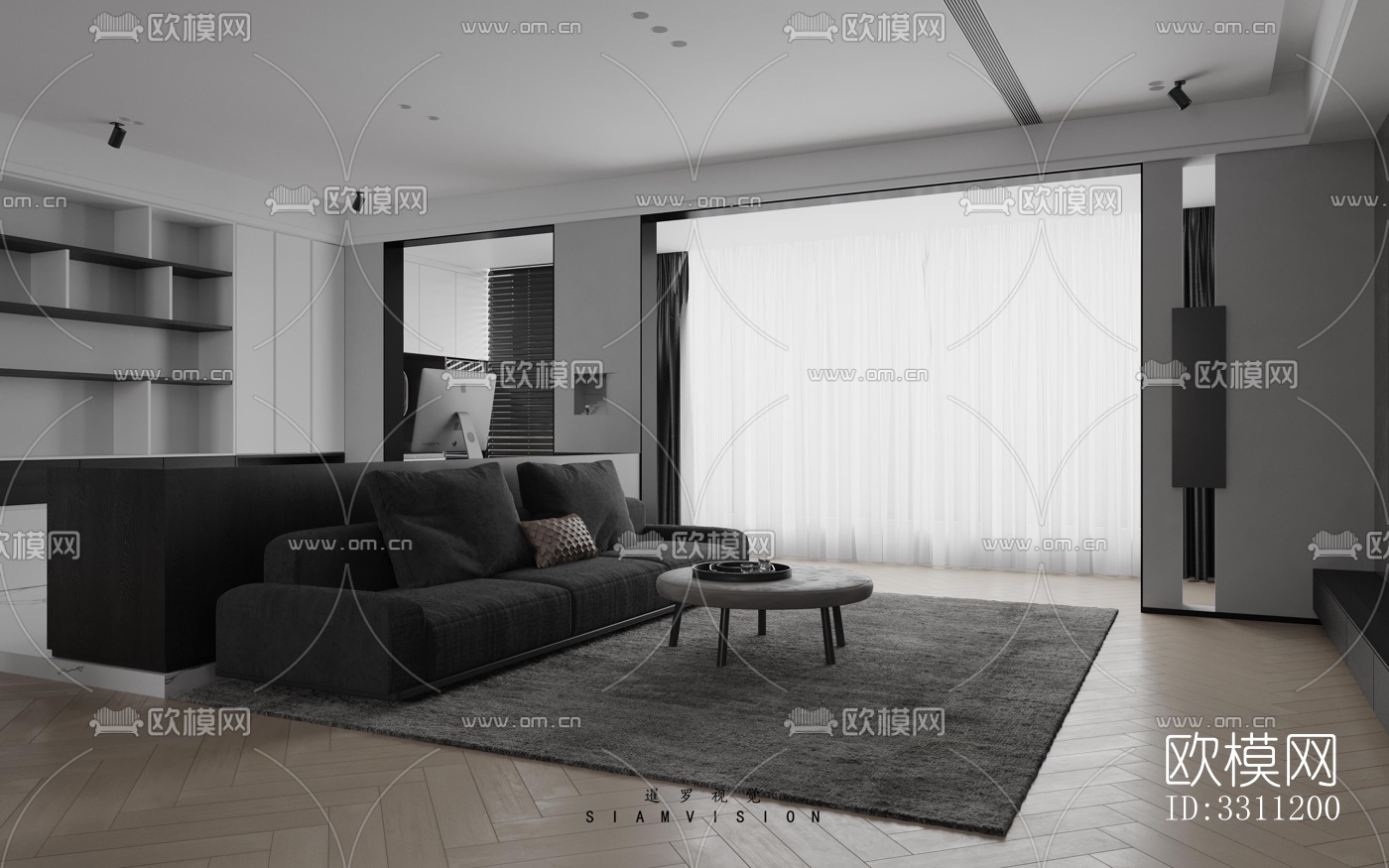 现代客餐厅效果图下载（渲染图6）