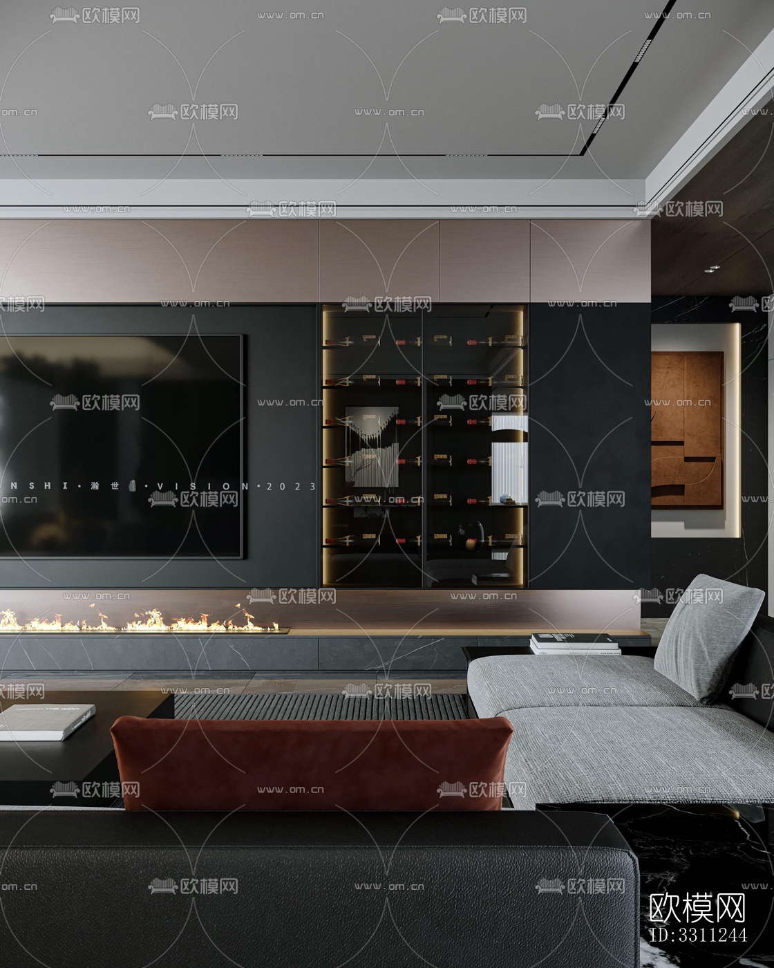 现代客餐厅效果图下载（渲染图12）