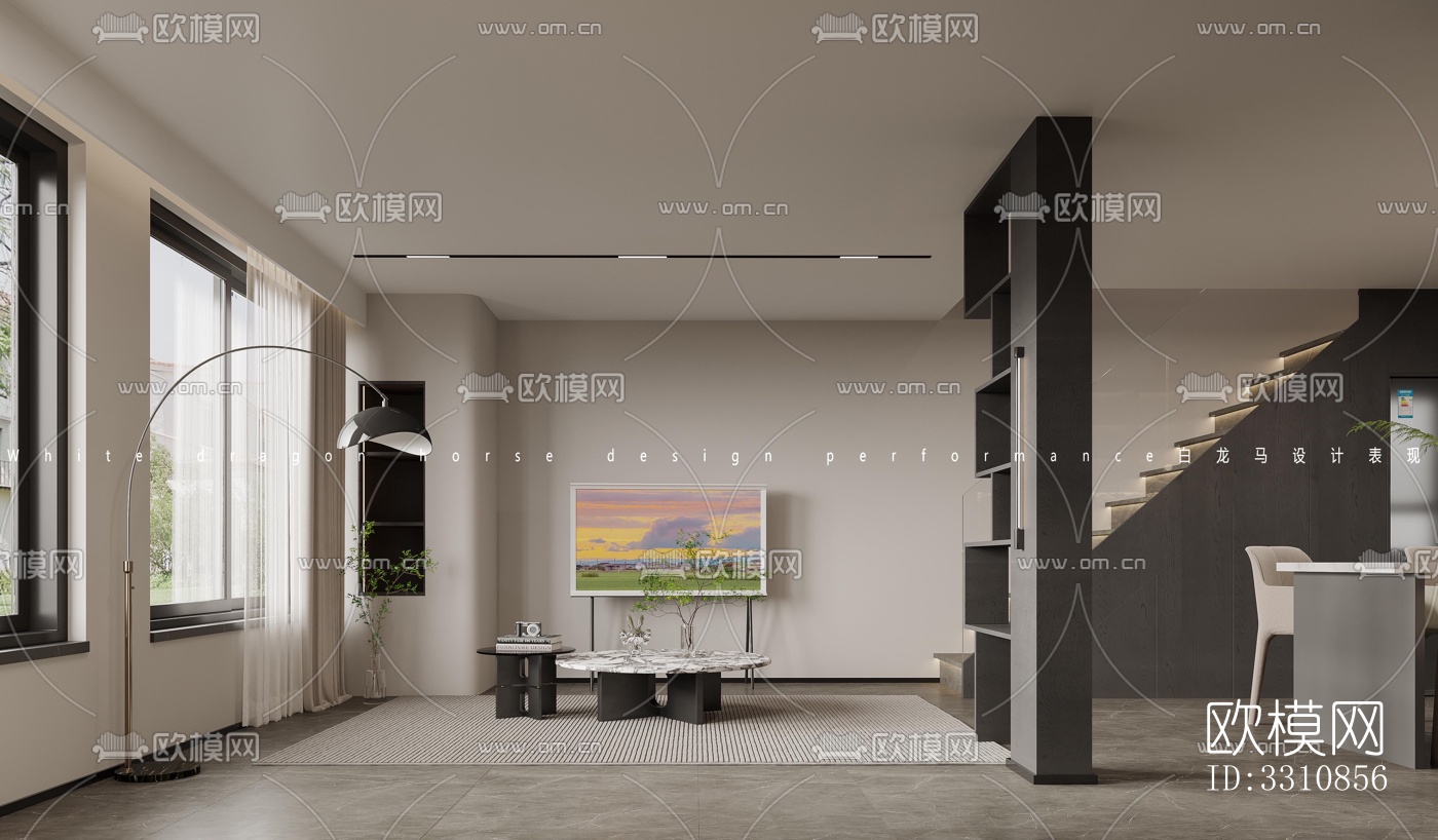 现代客餐厅效果图下载（渲染图3）