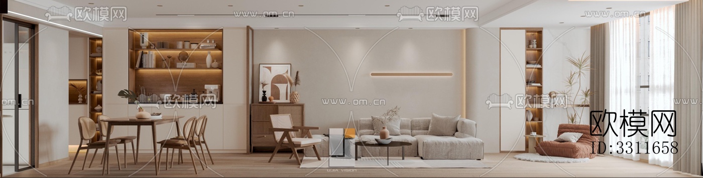 现代客餐厅效果图下载（渲染图5）