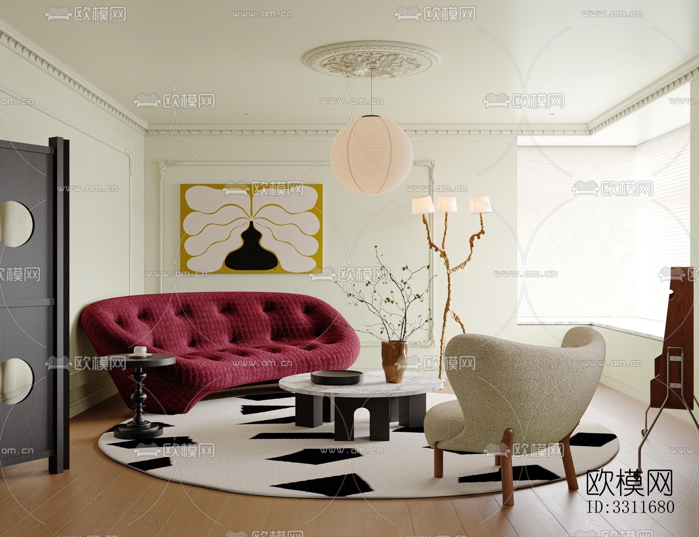 现代客餐厅效果图下载（渲染图6）