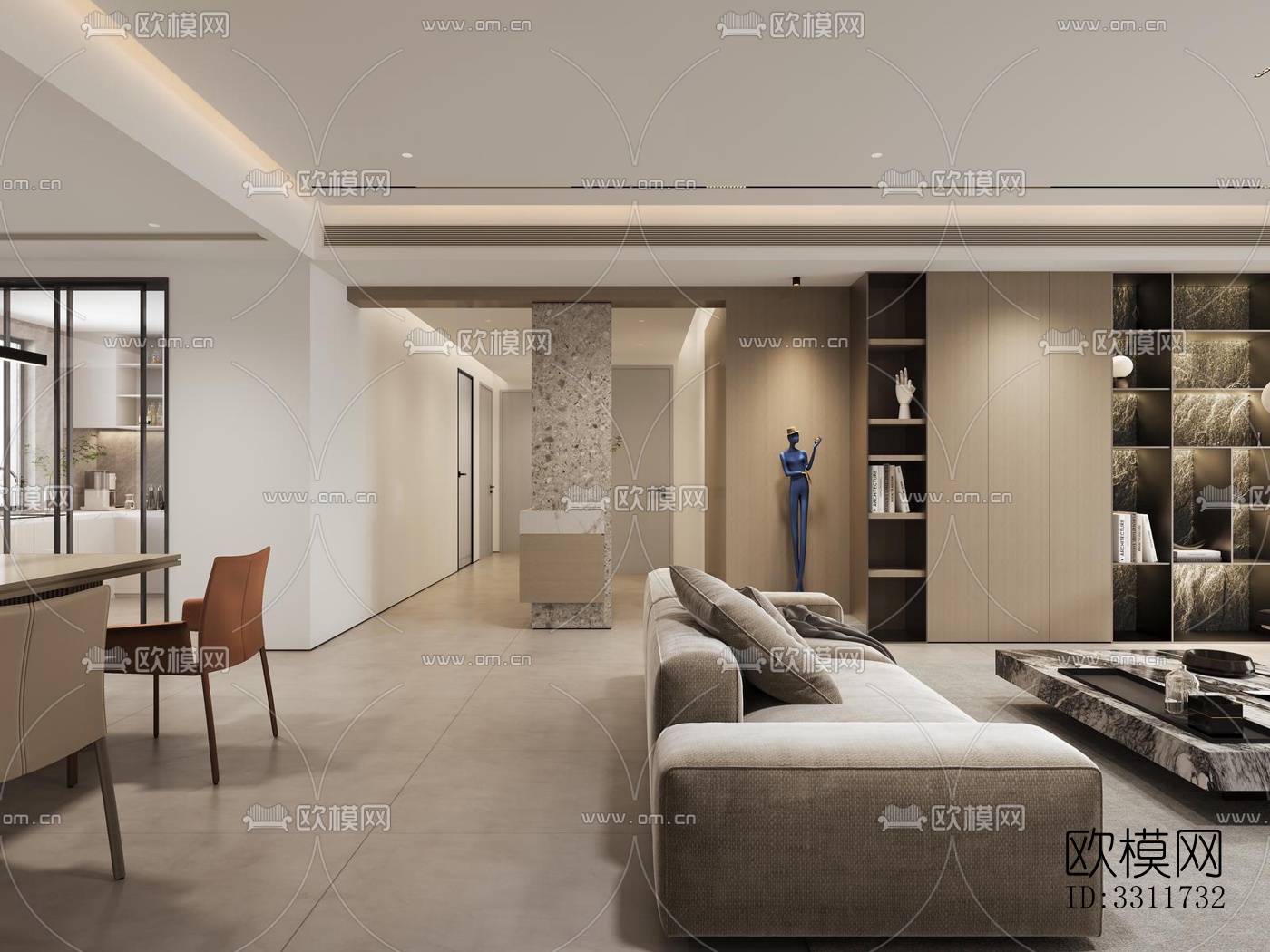 现代客餐厅效果图下载（渲染图3）