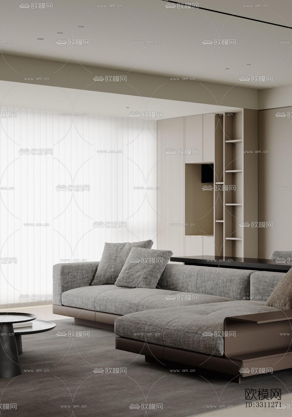 现代客餐厅效果图下载（渲染图1）