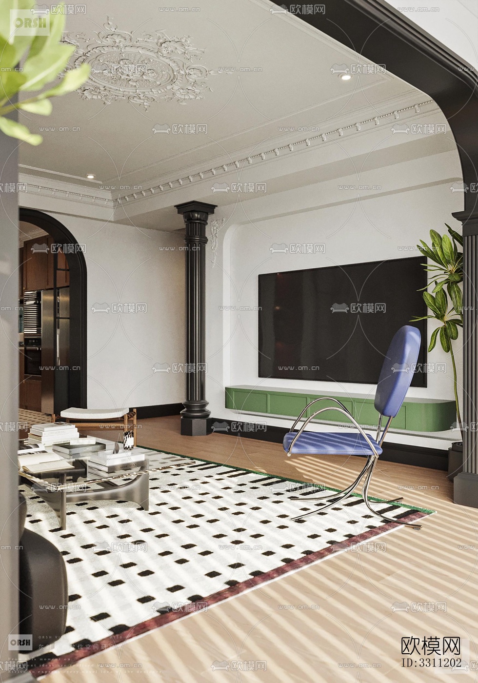 现代客餐厅效果图下载（渲染图17）