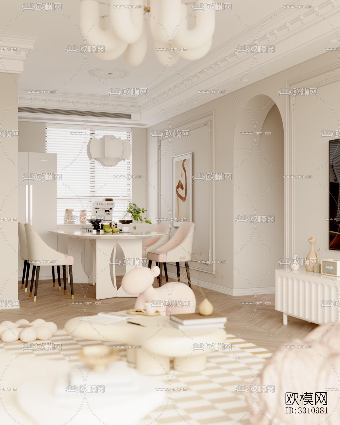 现代客餐厅效果图下载（渲染图8）