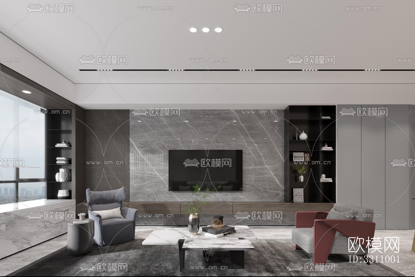 现代客餐厅效果图下载（渲染图4）