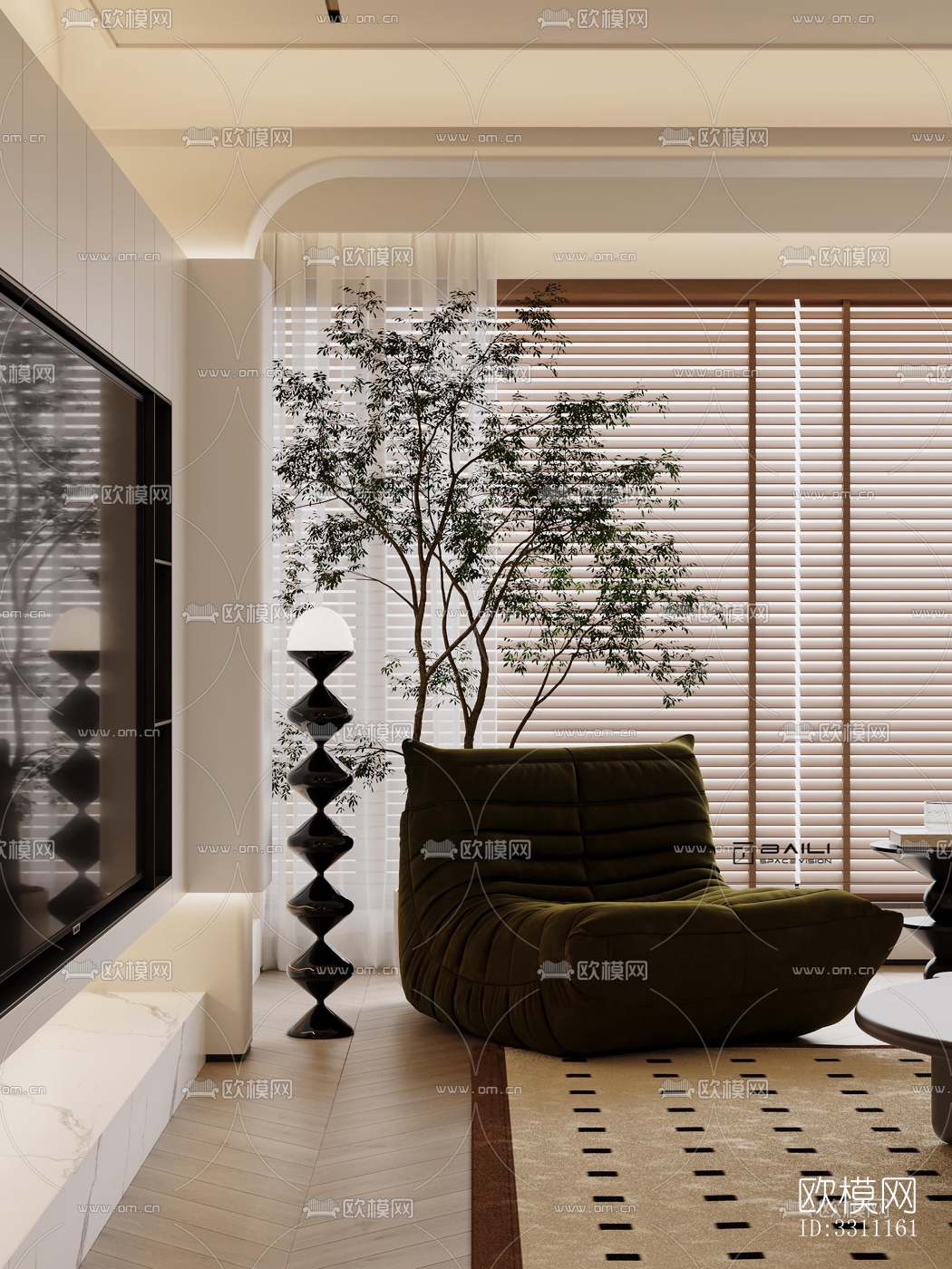 现代客餐厅效果图下载（渲染图1）