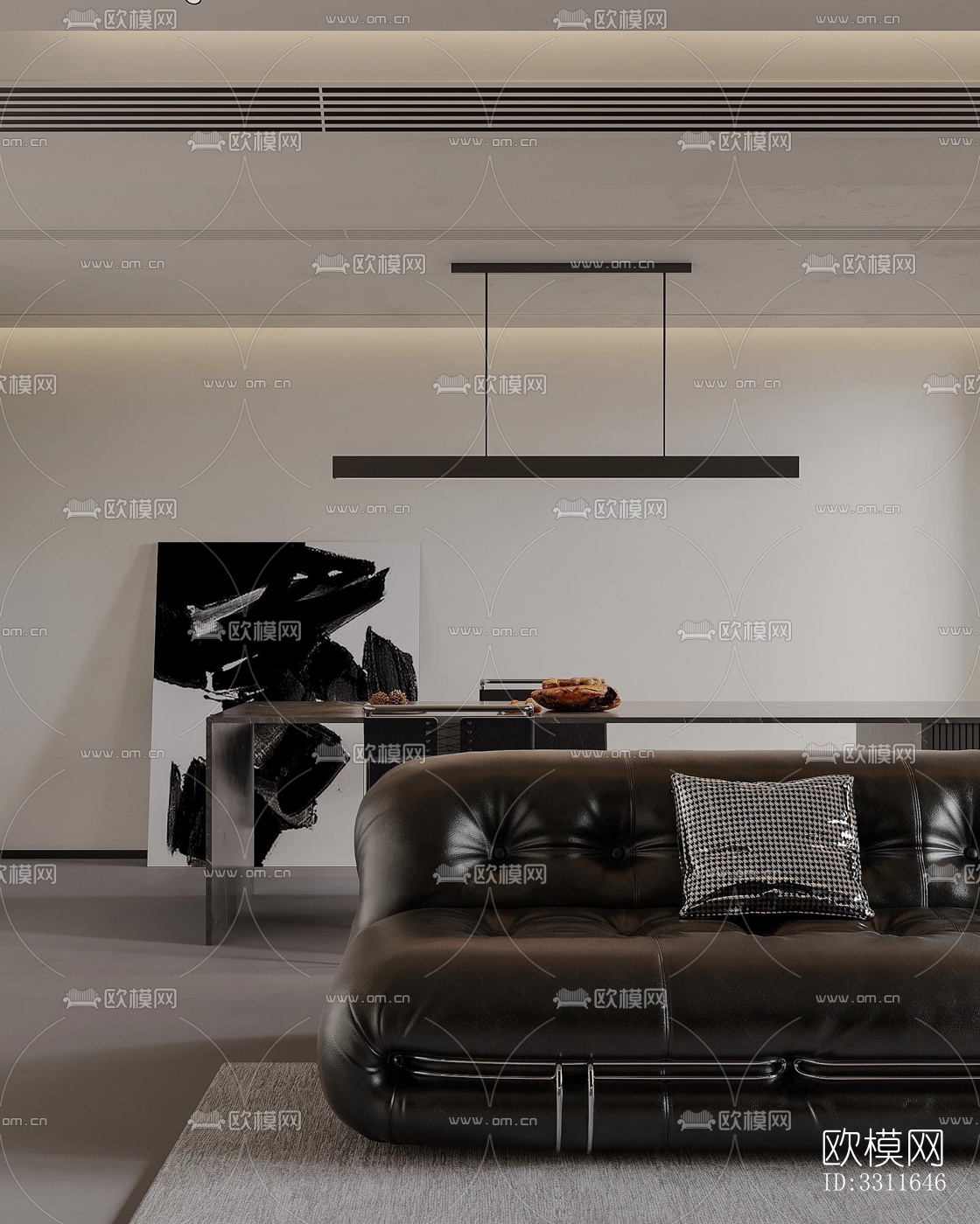 现代客餐厅效果图下载（渲染图5）