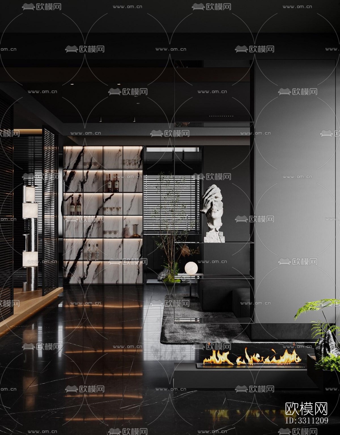 现代客餐厅效果图下载（渲染图2）