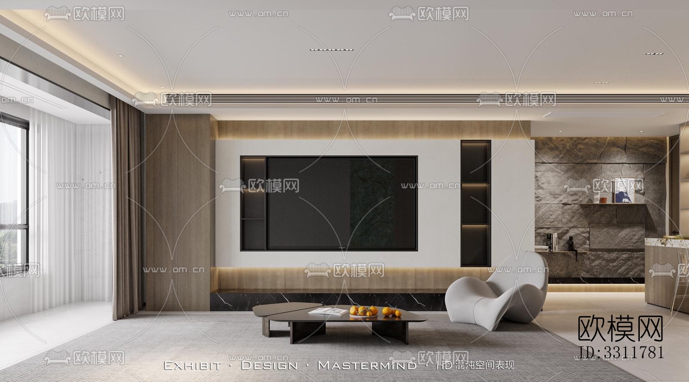 现代客餐厅效果图下载（渲染图3）