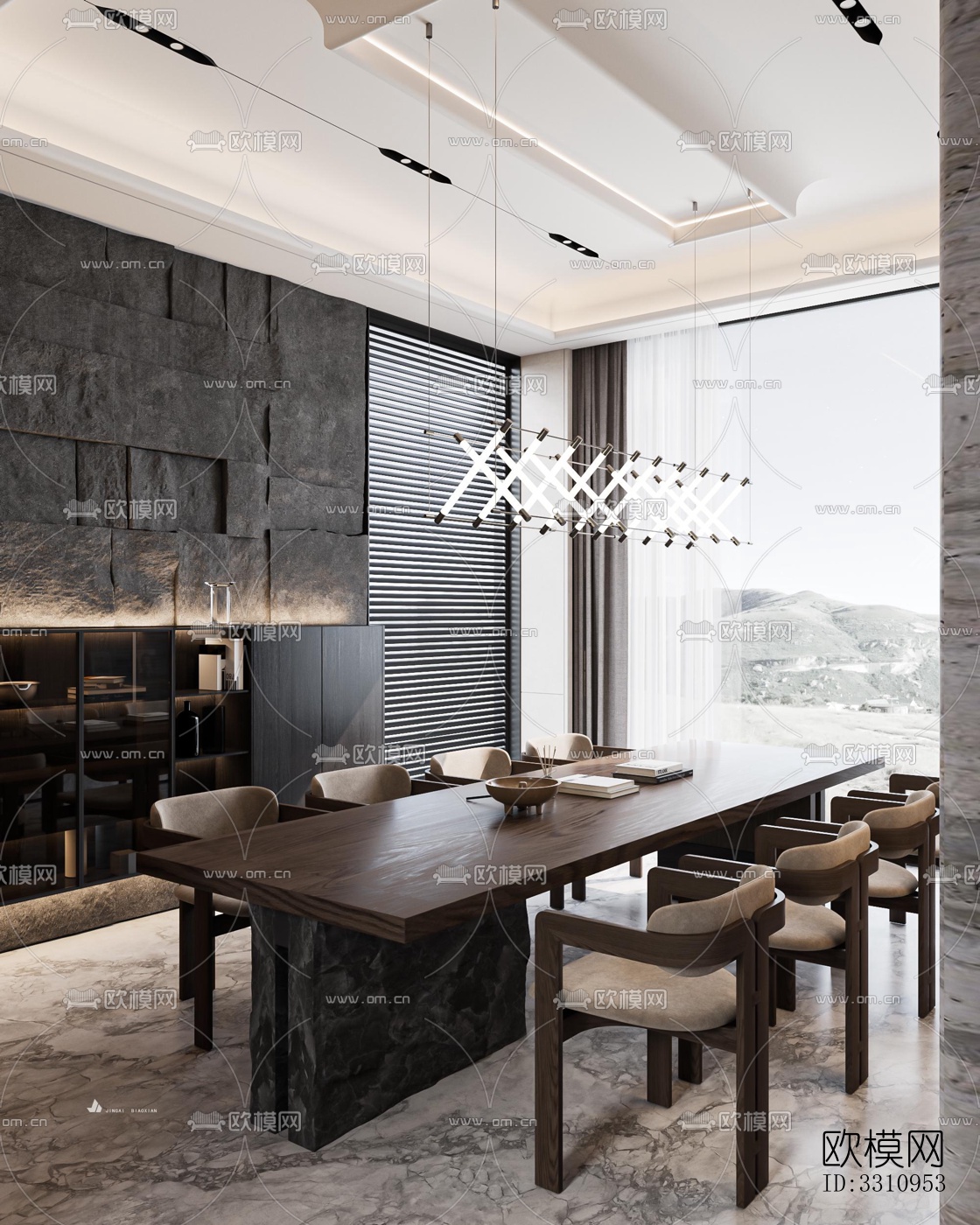 现代客餐厅效果图下载（渲染图11）