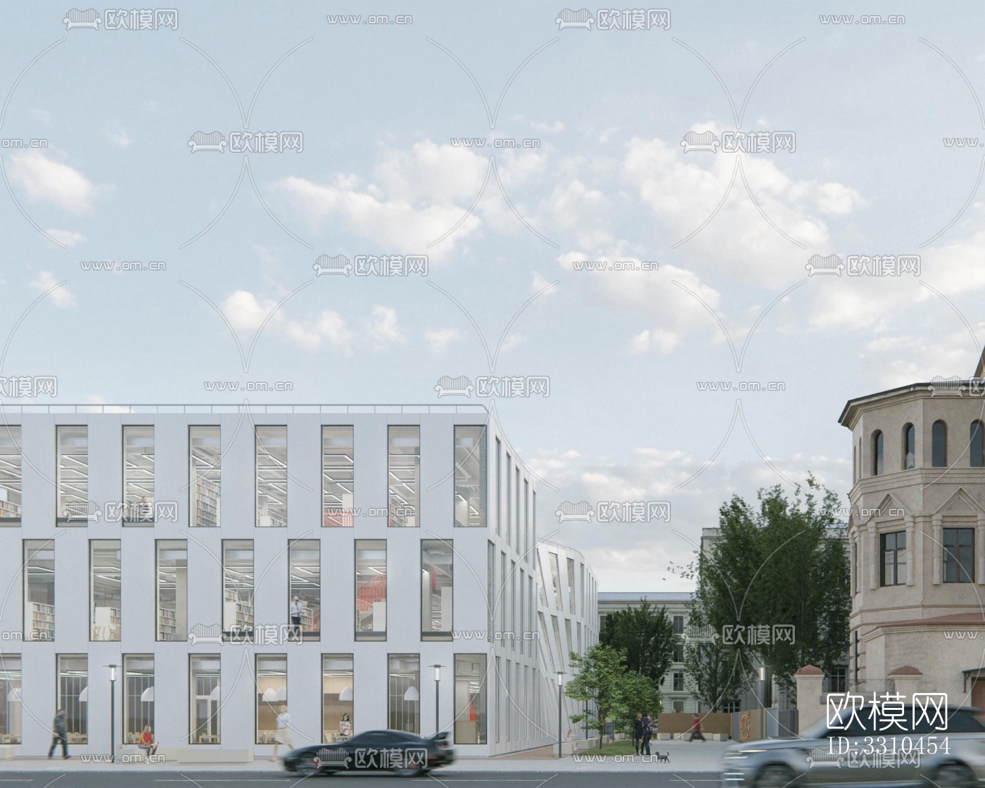 现代图书馆效果图下载（渲染图1）