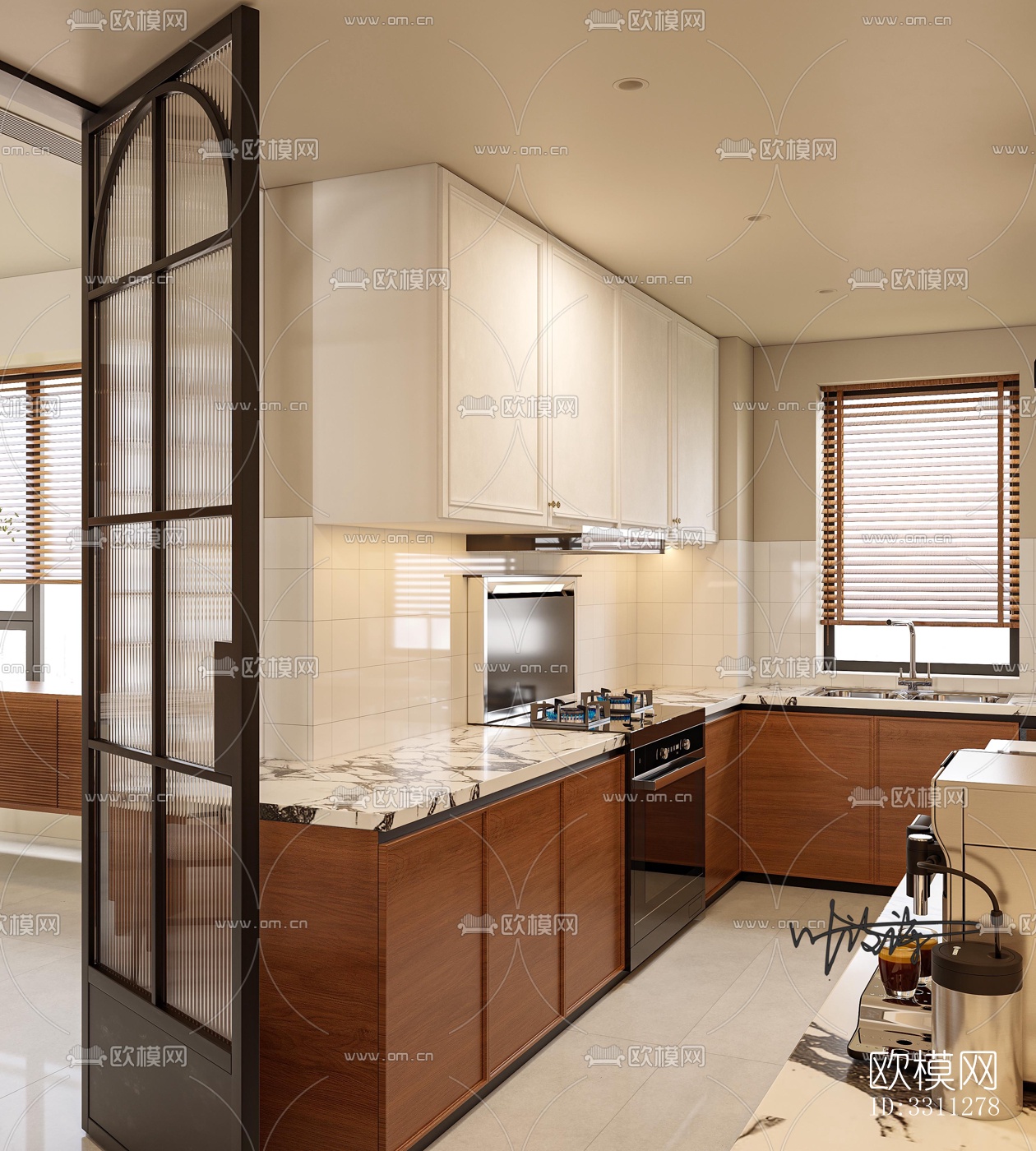 现代客餐厅效果图下载（渲染图6）