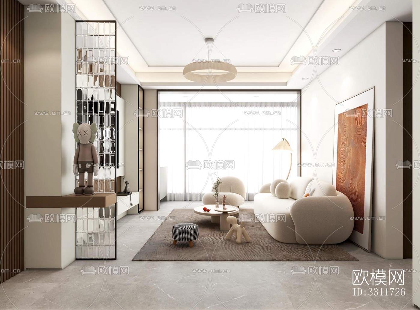 现代客餐厅效果图下载（渲染图5）