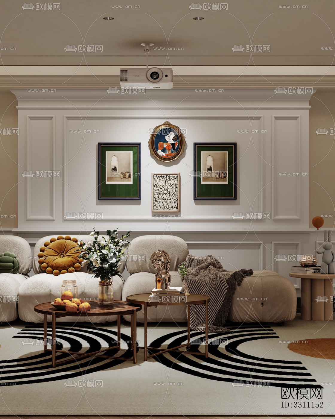 现代客餐厅效果图下载（渲染图3）