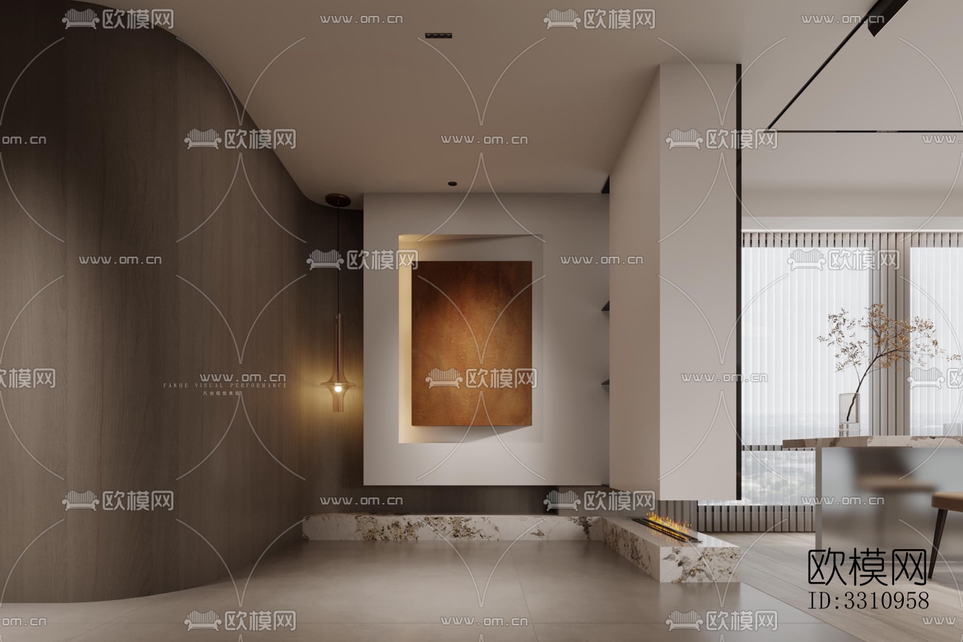 现代客餐厅效果图下载（渲染图18）