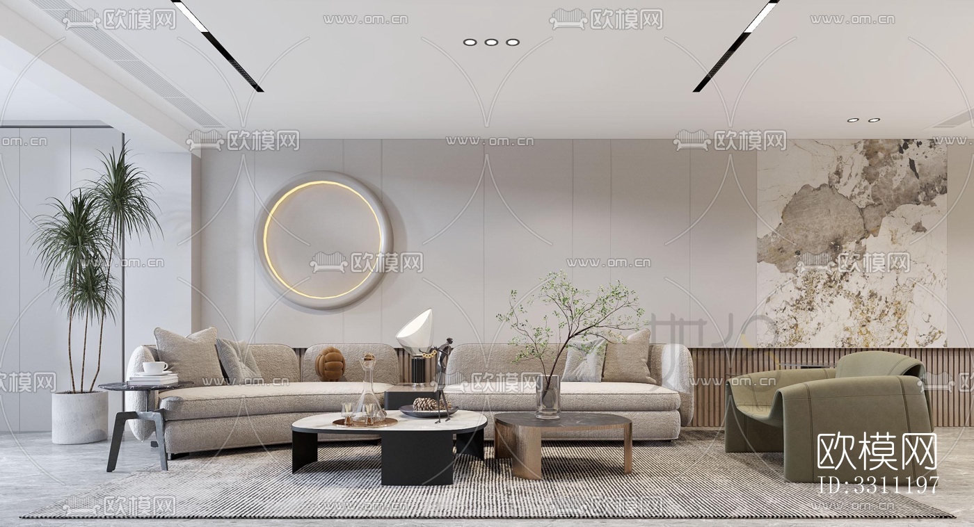 现代客餐厅效果图下载（渲染图1）