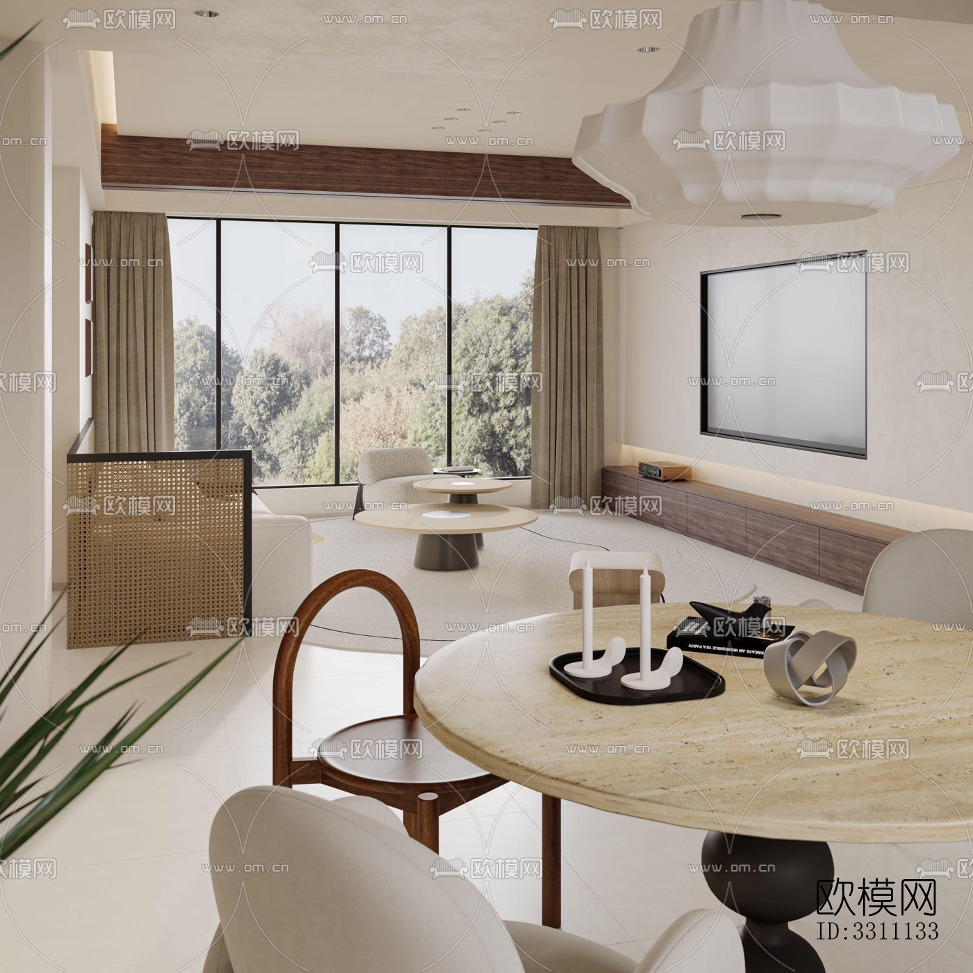 现代客餐厅效果图下载（渲染图2）