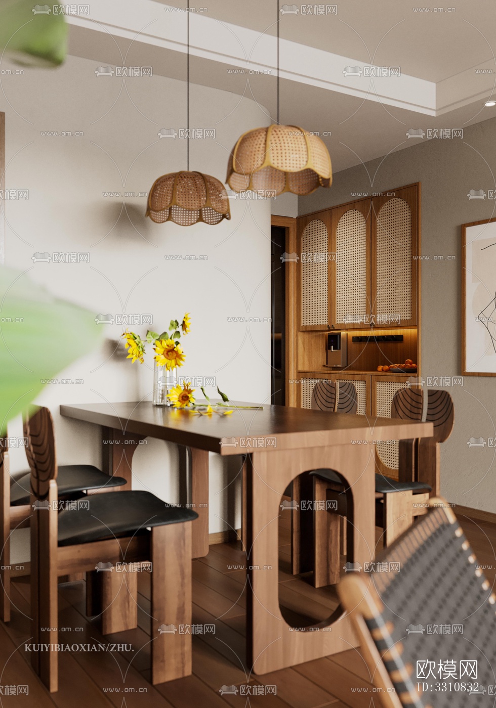 现代客餐厅效果图下载（渲染图3）