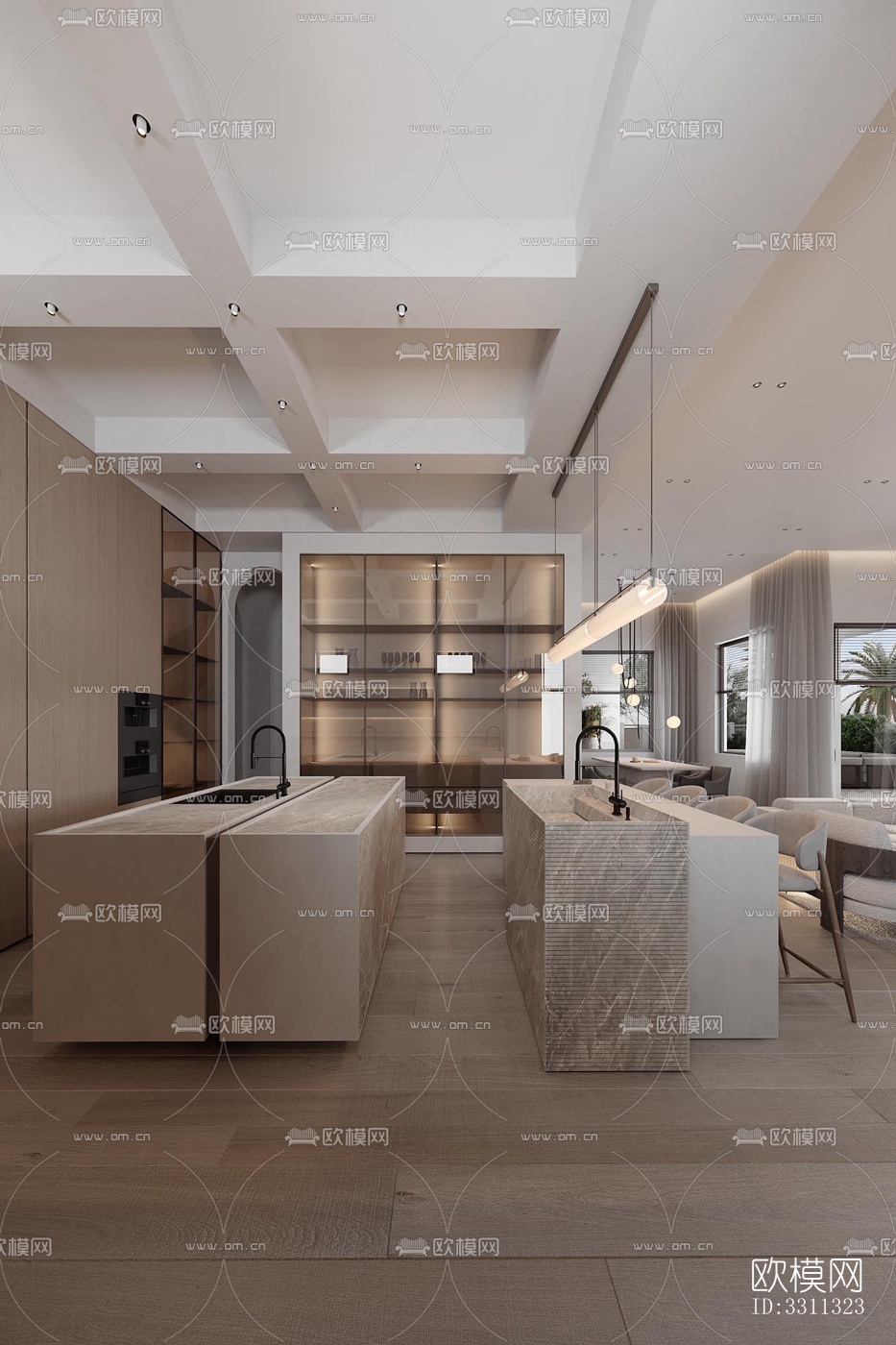 现代客餐厅效果图下载（渲染图10）