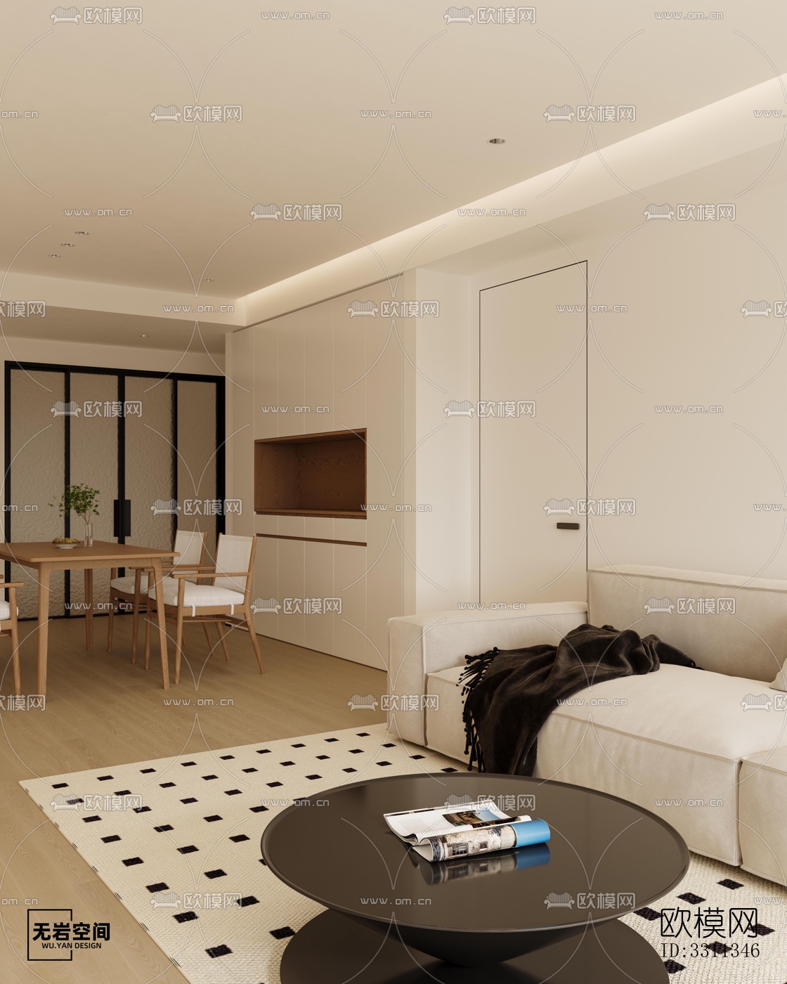 现代客餐厅效果图下载（渲染图4）