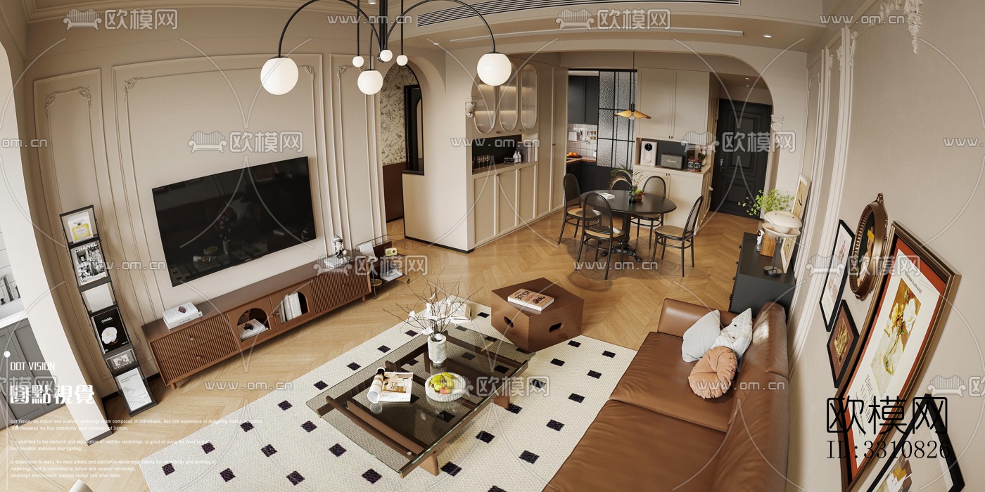 现代客餐厅效果图下载（渲染图6）