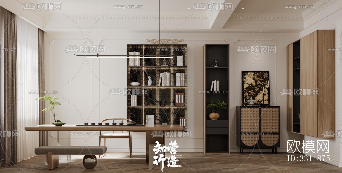 现代客餐厅效果图下载（渲染图5）