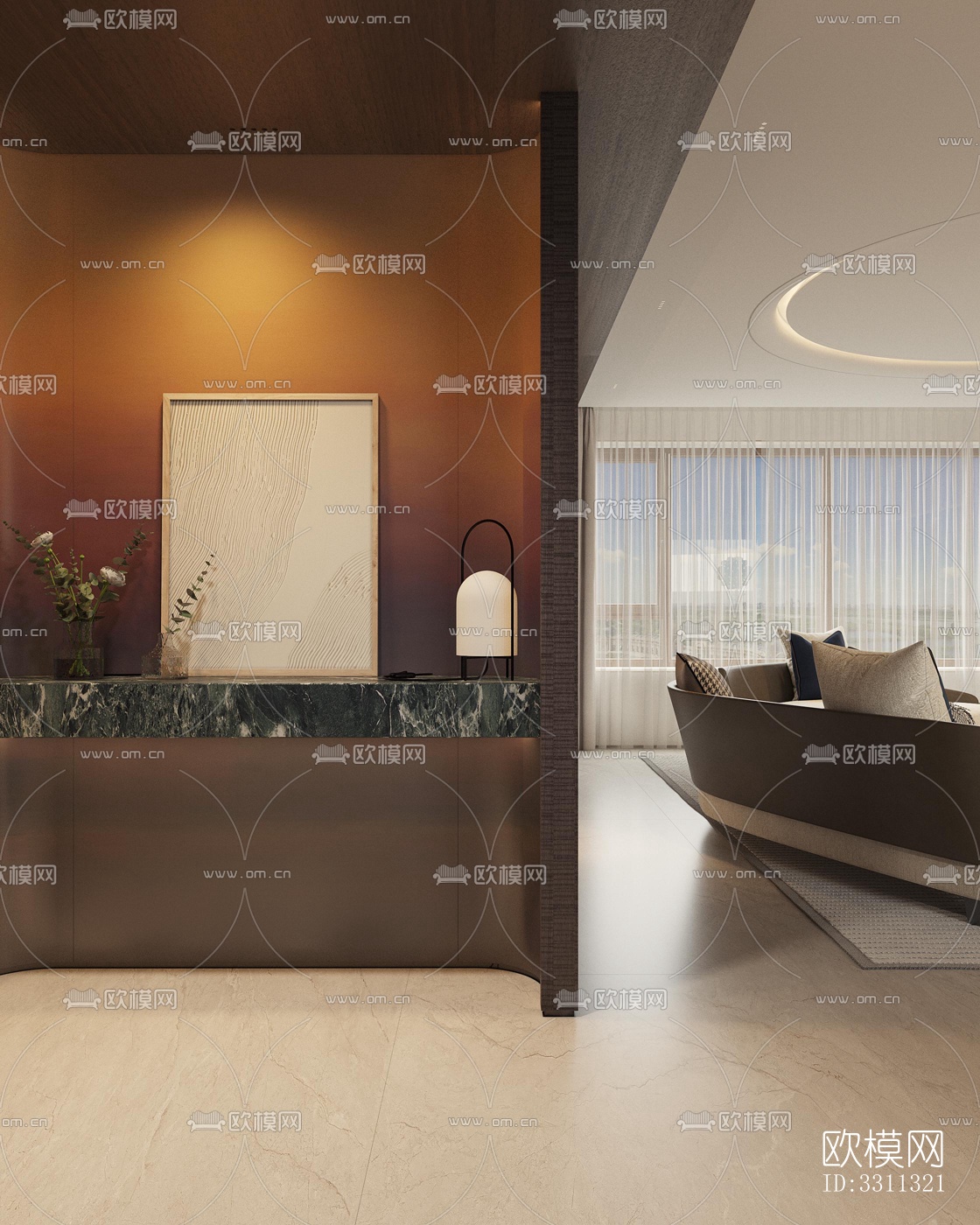 现代客餐厅效果图下载（渲染图2）