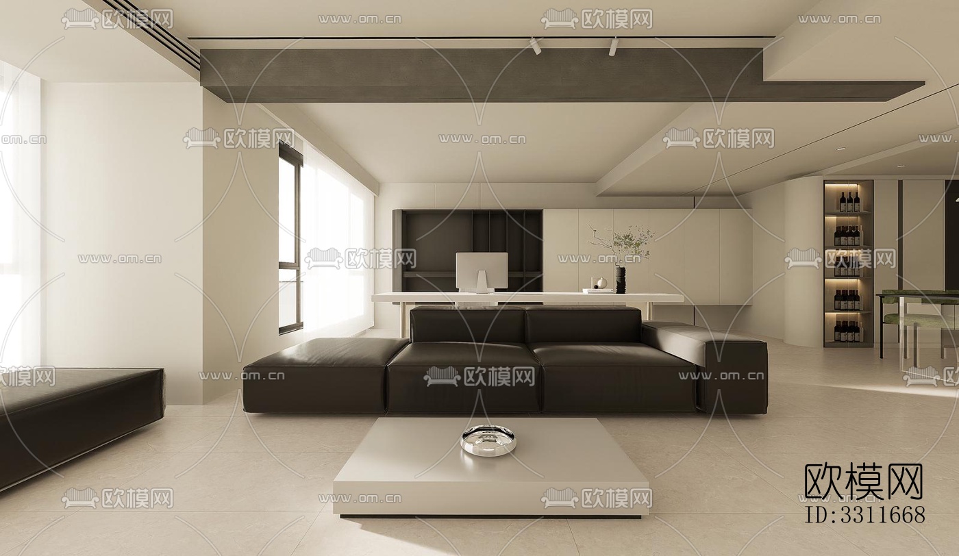 现代客餐厅效果图下载（渲染图2）