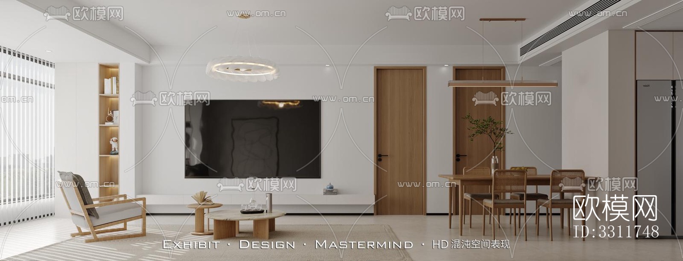 现代客餐厅效果图下载（渲染图5）